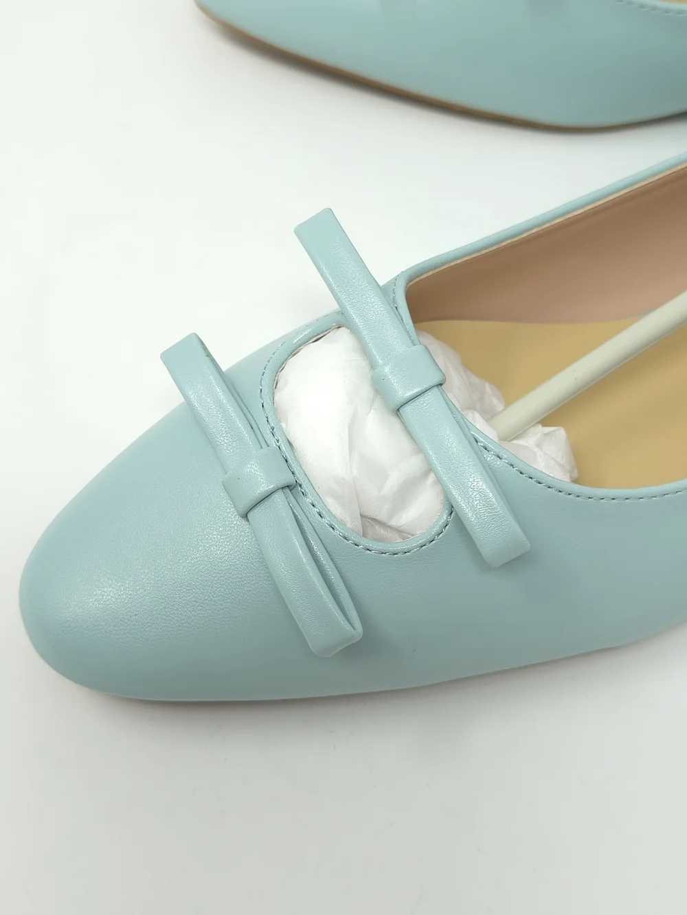 NWT C. Paravano Double Bow Cutout Ballet Flats Emma Blue 39.5 US 9